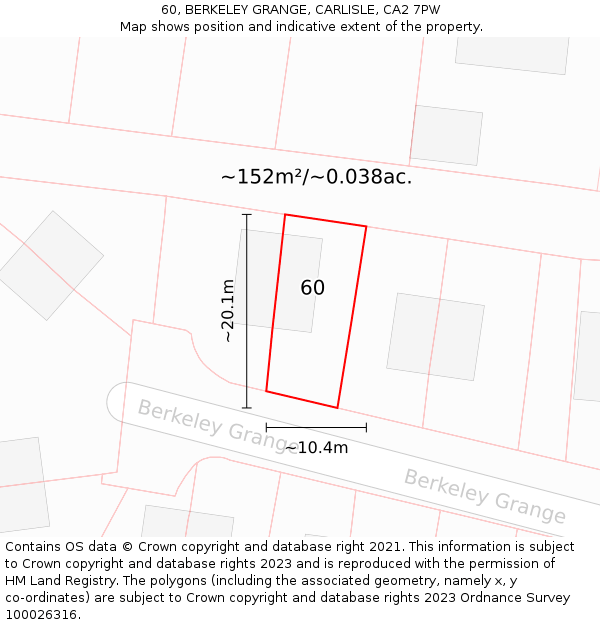 60, BERKELEY GRANGE, CARLISLE, CA2 7PW: Plot and title map