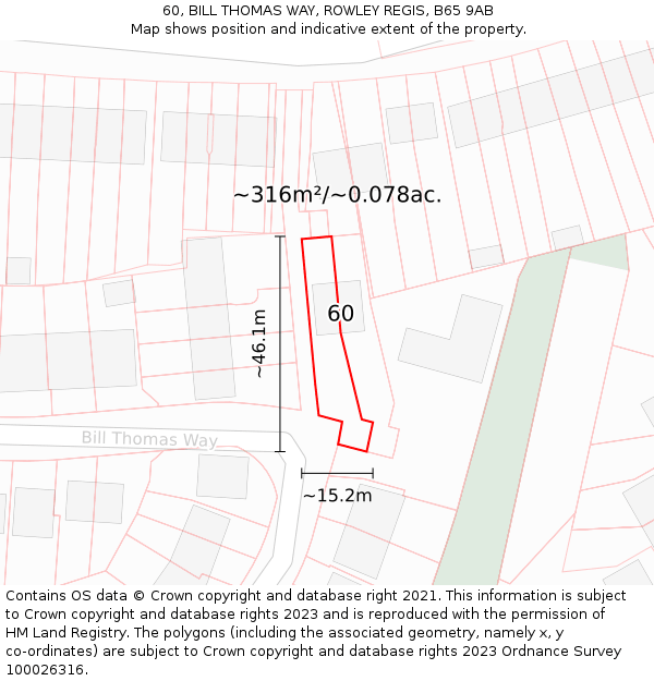 60, BILL THOMAS WAY, ROWLEY REGIS, B65 9AB: Plot and title map