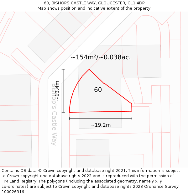 60, BISHOPS CASTLE WAY, GLOUCESTER, GL1 4DP: Plot and title map