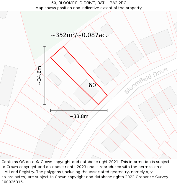 60, BLOOMFIELD DRIVE, BATH, BA2 2BG: Plot and title map