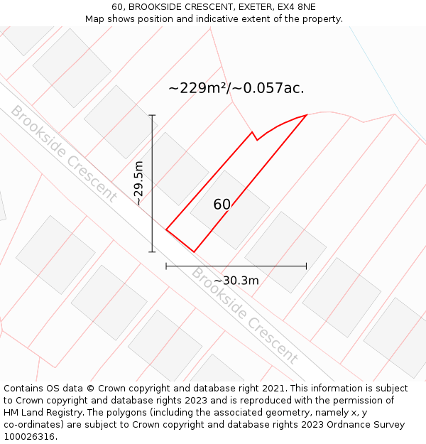 60, BROOKSIDE CRESCENT, EXETER, EX4 8NE: Plot and title map
