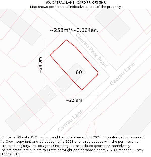 60, CAERAU LANE, CARDIFF, CF5 5HR: Plot and title map