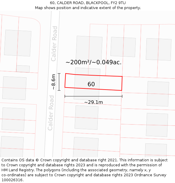 60, CALDER ROAD, BLACKPOOL, FY2 9TU: Plot and title map
