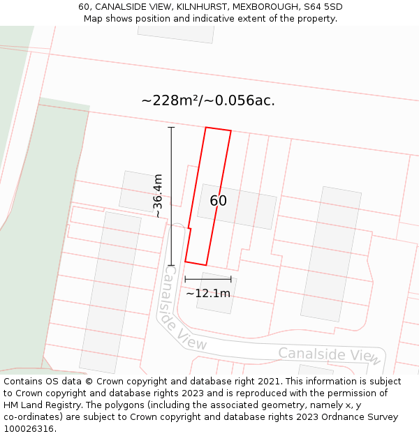 60, CANALSIDE VIEW, KILNHURST, MEXBOROUGH, S64 5SD: Plot and title map