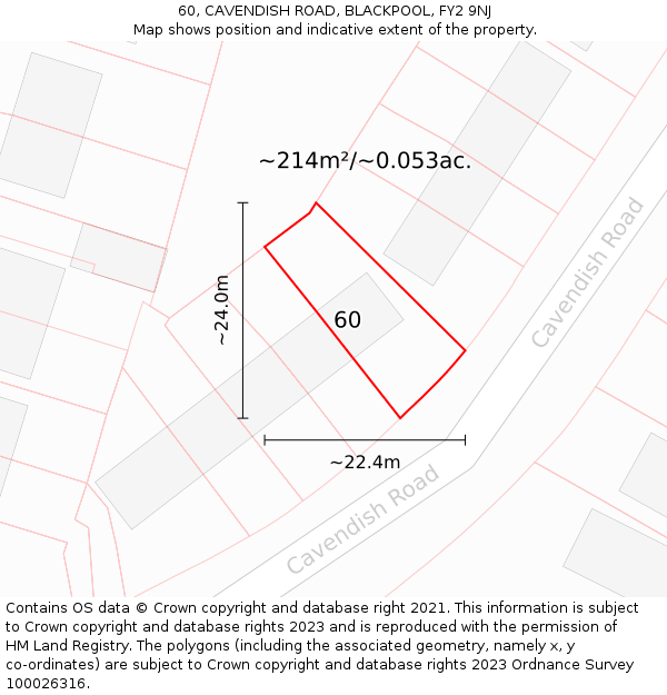 60, CAVENDISH ROAD, BLACKPOOL, FY2 9NJ: Plot and title map