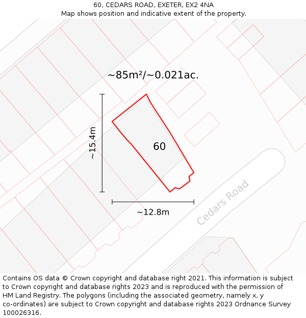 60, CEDARS ROAD, EXETER, EX2 4NA: Plot and title map