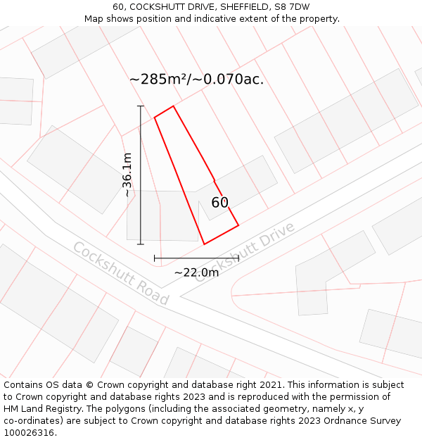 60, COCKSHUTT DRIVE, SHEFFIELD, S8 7DW: Plot and title map