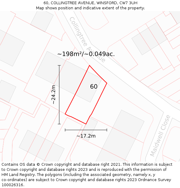 60, COLLINGTREE AVENUE, WINSFORD, CW7 3UH: Plot and title map