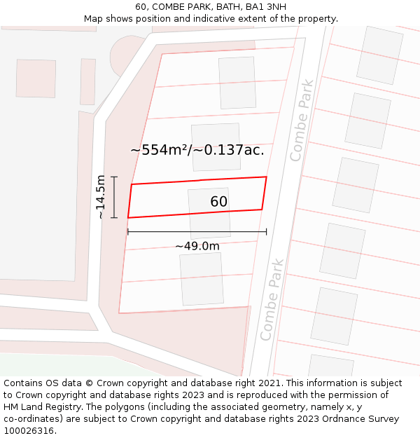 60, COMBE PARK, BATH, BA1 3NH: Plot and title map