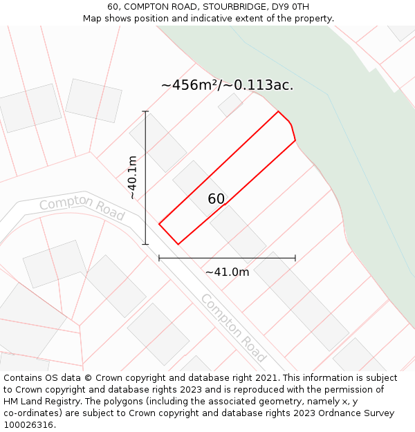 60, COMPTON ROAD, STOURBRIDGE, DY9 0TH: Plot and title map