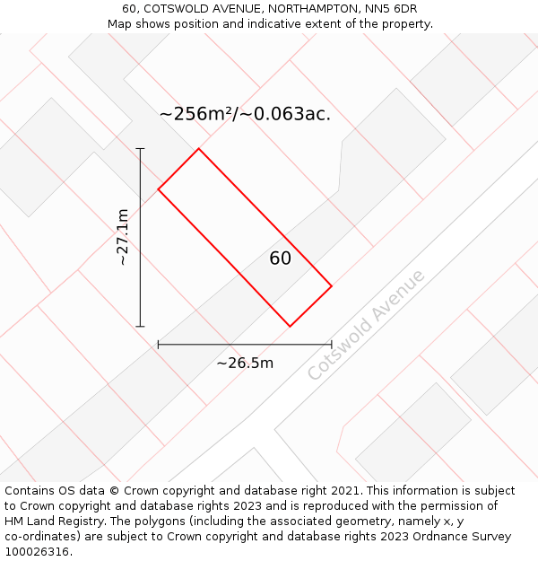 60, COTSWOLD AVENUE, NORTHAMPTON, NN5 6DR: Plot and title map