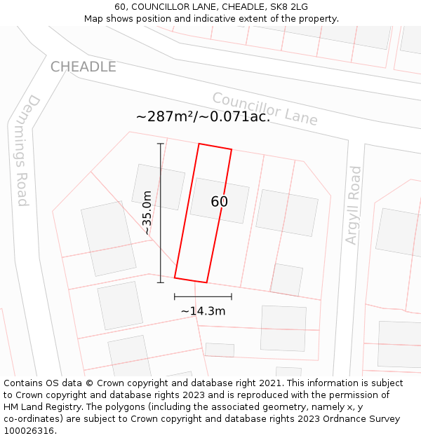 60, COUNCILLOR LANE, CHEADLE, SK8 2LG: Plot and title map