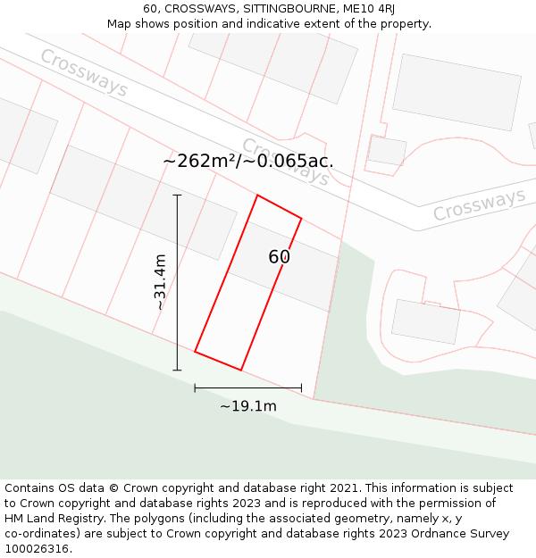 60, CROSSWAYS, SITTINGBOURNE, ME10 4RJ: Plot and title map