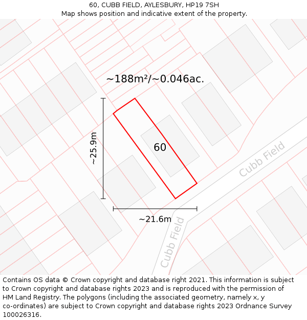 60, CUBB FIELD, AYLESBURY, HP19 7SH: Plot and title map