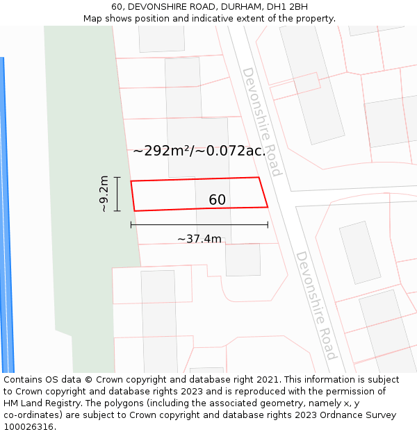 60, DEVONSHIRE ROAD, DURHAM, DH1 2BH: Plot and title map