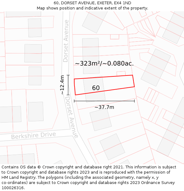 60, DORSET AVENUE, EXETER, EX4 1ND: Plot and title map