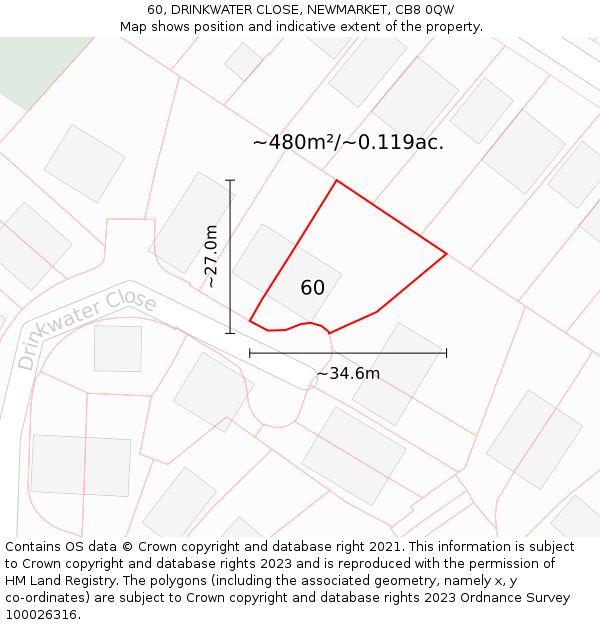 60, DRINKWATER CLOSE, NEWMARKET, CB8 0QW: Plot and title map