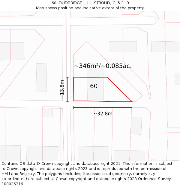 60, DUDBRIDGE HILL, STROUD, GL5 3HR: Plot and title map