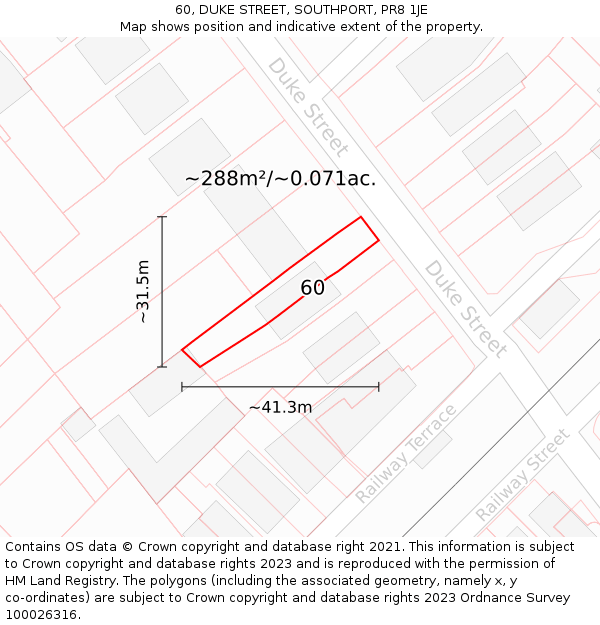 60, DUKE STREET, SOUTHPORT, PR8 1JE: Plot and title map