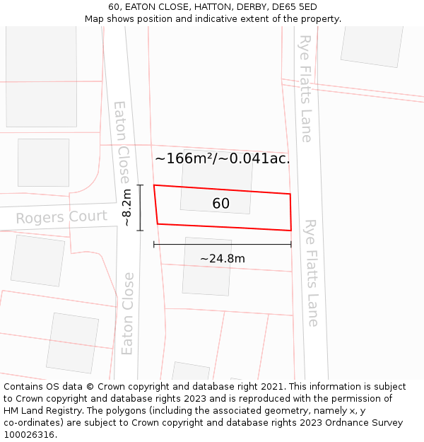 60, EATON CLOSE, HATTON, DERBY, DE65 5ED: Plot and title map