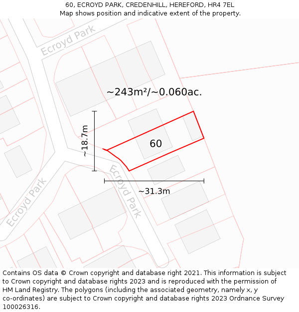 60, ECROYD PARK, CREDENHILL, HEREFORD, HR4 7EL: Plot and title map