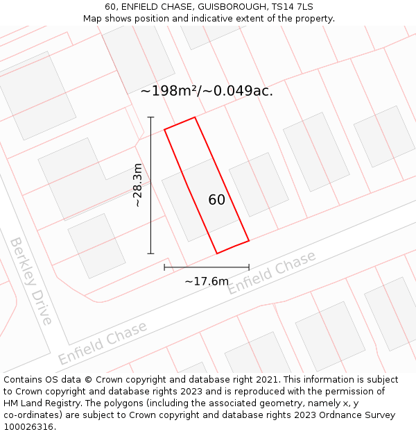 60, ENFIELD CHASE, GUISBOROUGH, TS14 7LS: Plot and title map