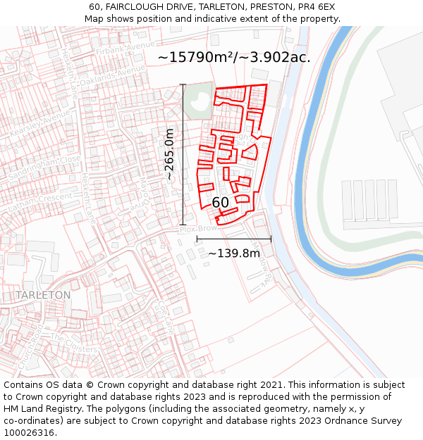 60, FAIRCLOUGH DRIVE, TARLETON, PRESTON, PR4 6EX: Plot and title map