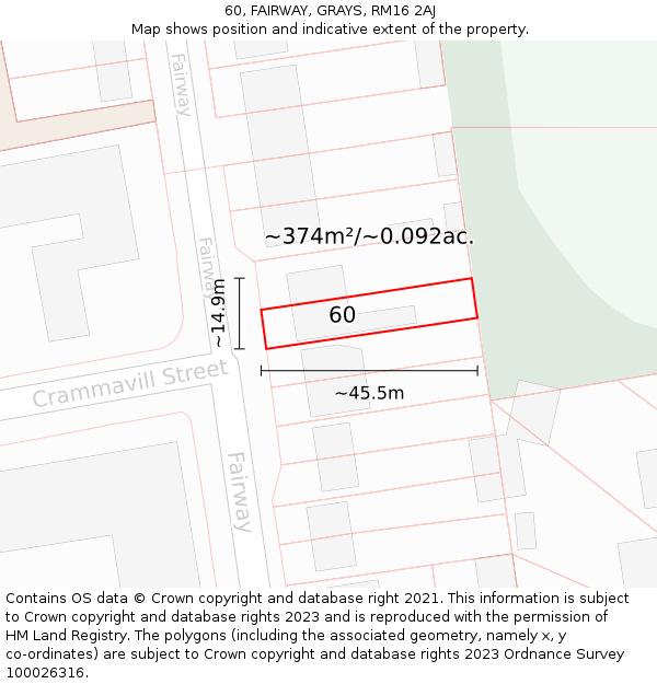 60, FAIRWAY, GRAYS, RM16 2AJ: Plot and title map