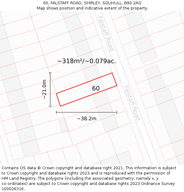 60, FALSTAFF ROAD, SHIRLEY, SOLIHULL, B90 2AG: Plot and title map