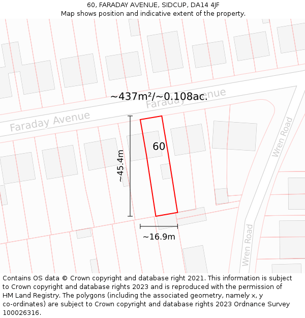 60, FARADAY AVENUE, SIDCUP, DA14 4JF: Plot and title map
