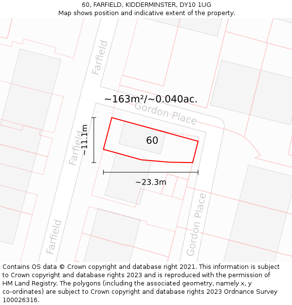 60, FARFIELD, KIDDERMINSTER, DY10 1UG: Plot and title map