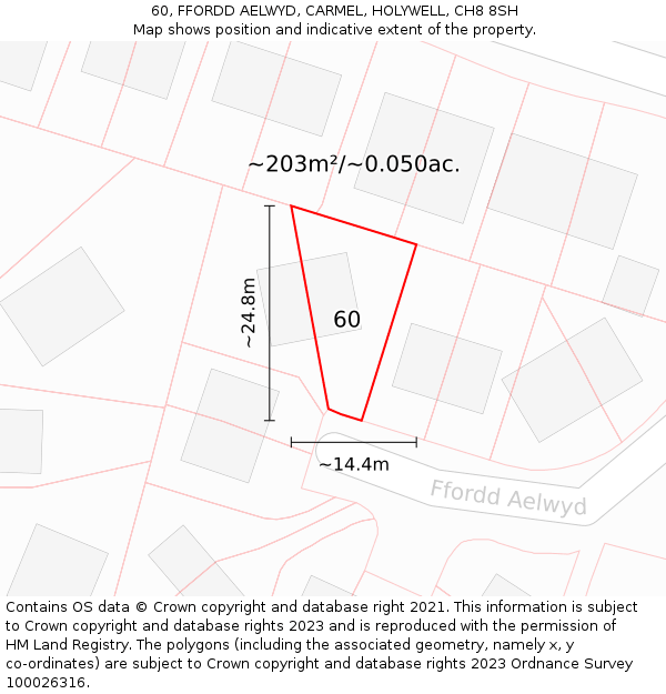 60, FFORDD AELWYD, CARMEL, HOLYWELL, CH8 8SH: Plot and title map