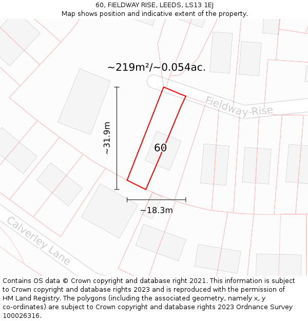 60, FIELDWAY RISE, LEEDS, LS13 1EJ: Plot and title map