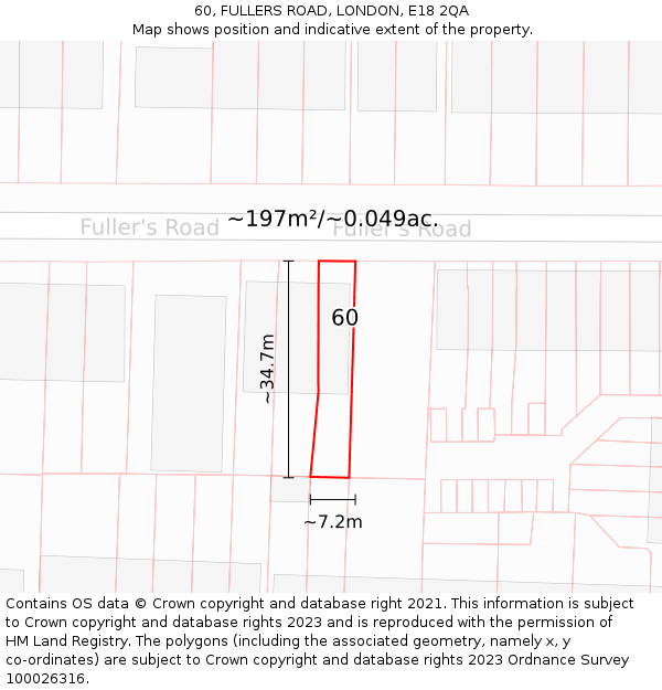 60, FULLERS ROAD, LONDON, E18 2QA: Plot and title map