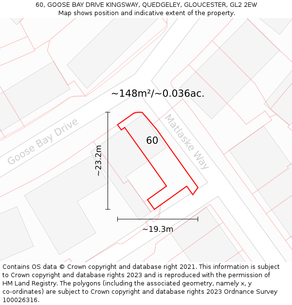 60, GOOSE BAY DRIVE KINGSWAY, QUEDGELEY, GLOUCESTER, GL2 2EW: Plot and title map