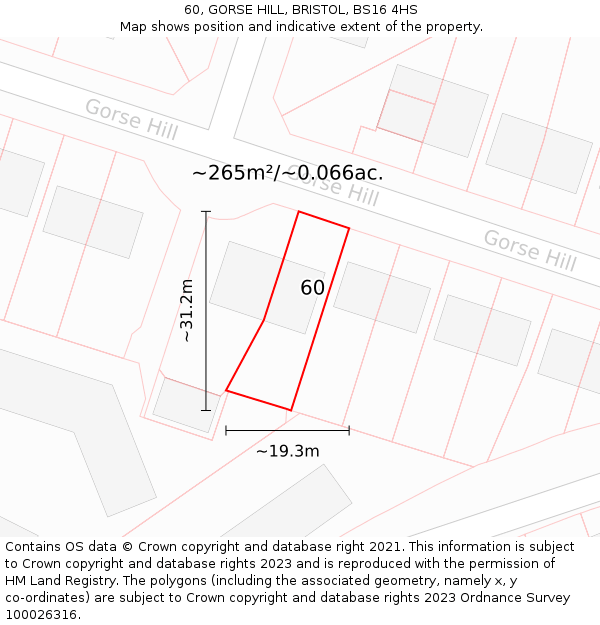 60, GORSE HILL, BRISTOL, BS16 4HS: Plot and title map