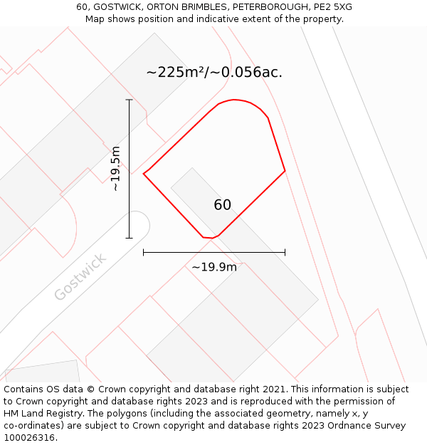 60, GOSTWICK, ORTON BRIMBLES, PETERBOROUGH, PE2 5XG: Plot and title map