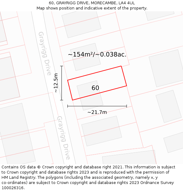 60, GRAYRIGG DRIVE, MORECAMBE, LA4 4UL: Plot and title map