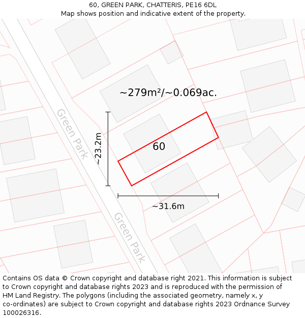 60, GREEN PARK, CHATTERIS, PE16 6DL: Plot and title map