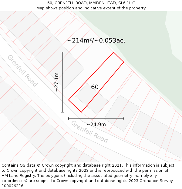 60, GRENFELL ROAD, MAIDENHEAD, SL6 1HG: Plot and title map