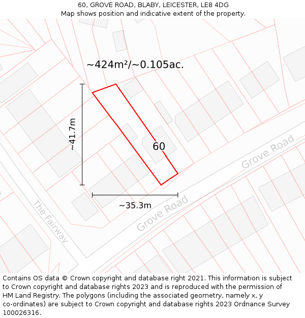60, GROVE ROAD, BLABY, LEICESTER, LE8 4DG: Plot and title map