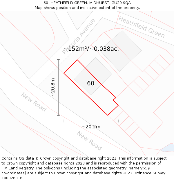 60, HEATHFIELD GREEN, MIDHURST, GU29 9QA: Plot and title map