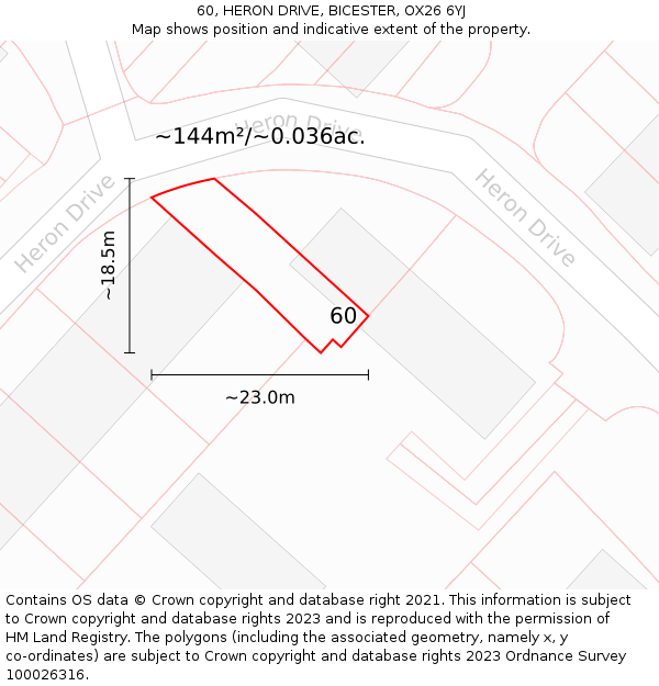 60, HERON DRIVE, BICESTER, OX26 6YJ: Plot and title map