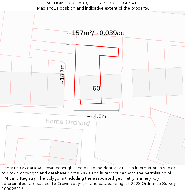 60, HOME ORCHARD, EBLEY, STROUD, GL5 4TT: Plot and title map