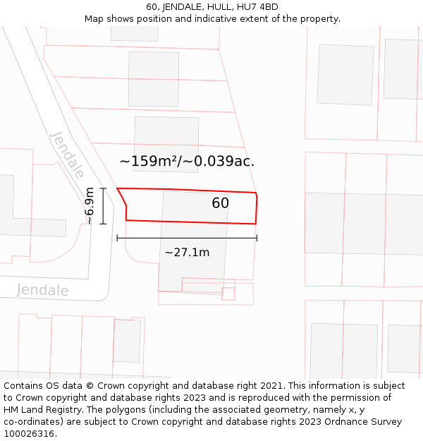 60, JENDALE, HULL, HU7 4BD: Plot and title map