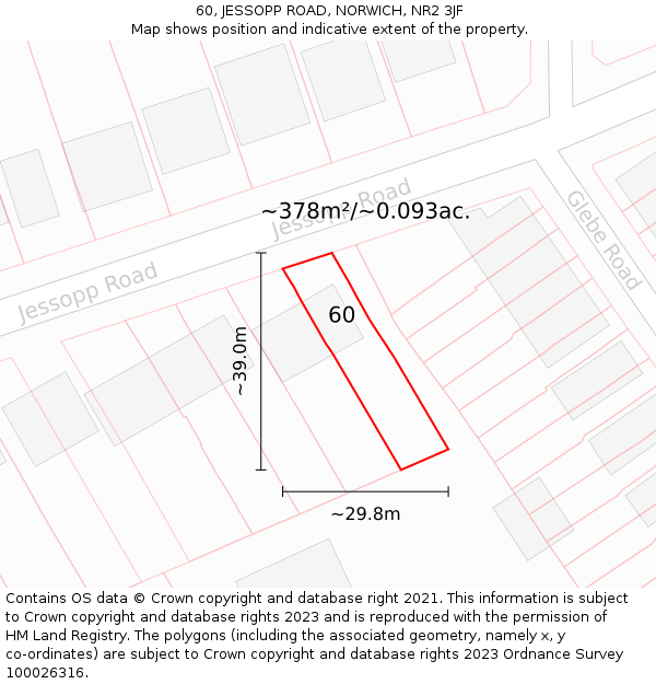 60, JESSOPP ROAD, NORWICH, NR2 3JF: Plot and title map