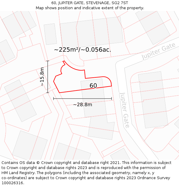 60, JUPITER GATE, STEVENAGE, SG2 7ST: Plot and title map