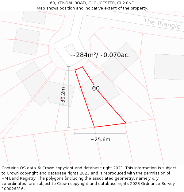 60, KENDAL ROAD, GLOUCESTER, GL2 0ND: Plot and title map