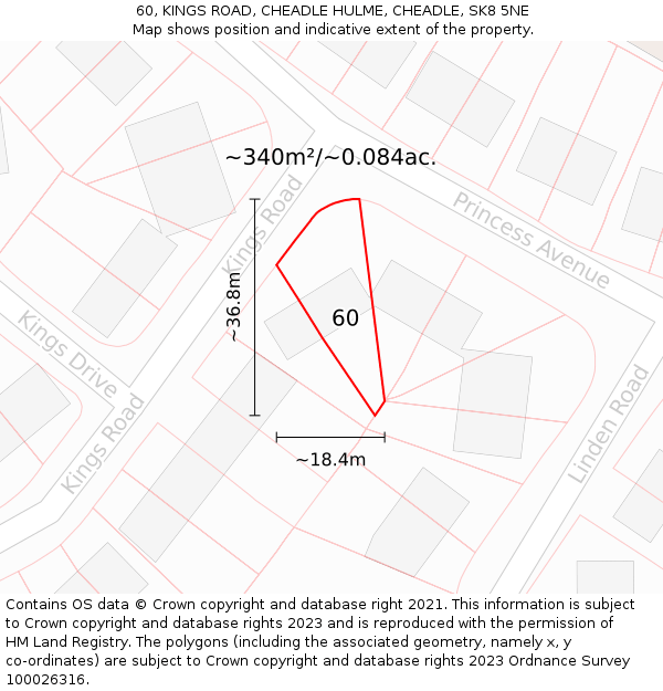 60, KINGS ROAD, CHEADLE HULME, CHEADLE, SK8 5NE: Plot and title map