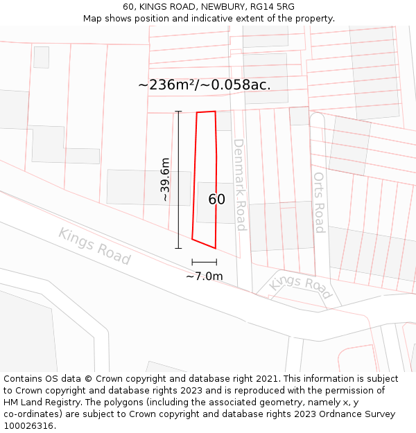 60, KINGS ROAD, NEWBURY, RG14 5RG: Plot and title map